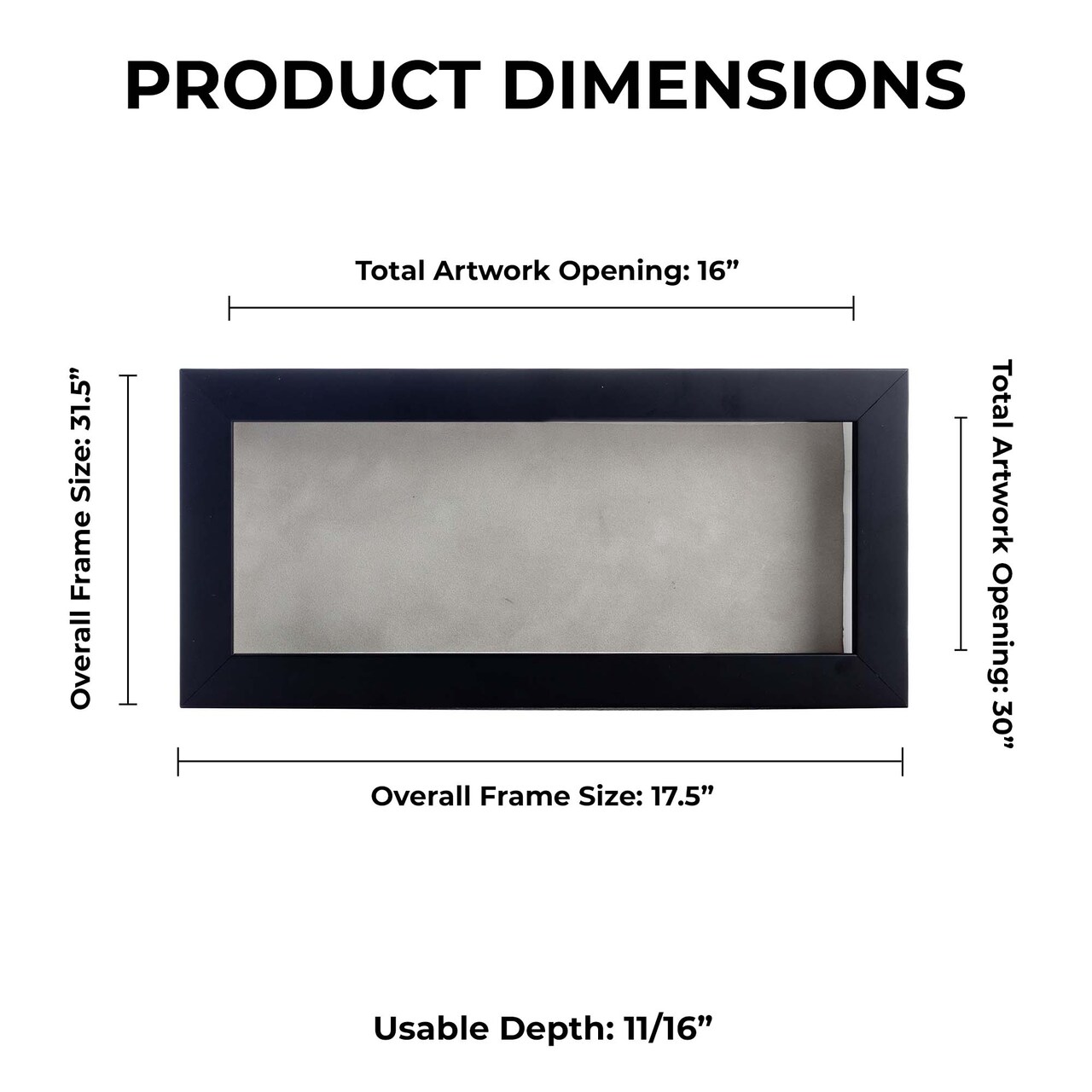 Classic Black Wood Shadown Box Frame with Acrylic Front - Light Brown Suede Backing, 30 Sizes